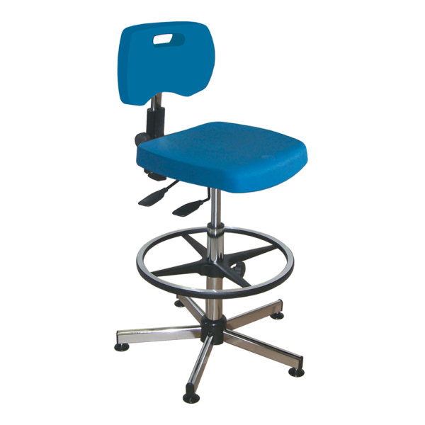 chaise d'atelier navailles en polyurethane bleu