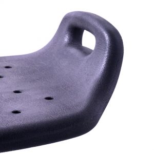 Siège assis-debout avec 5 branches en polyamide pour atelier zoom sur l'assise du siège et le petit dossier Navailles
