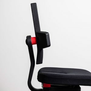 Siège technique pour salle blanche koncept en polyurethane esd vu du dossier et de l'assise de profil Navailles