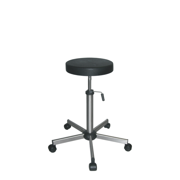 tabouret mobile en inox et polyurethane de chez Navailles