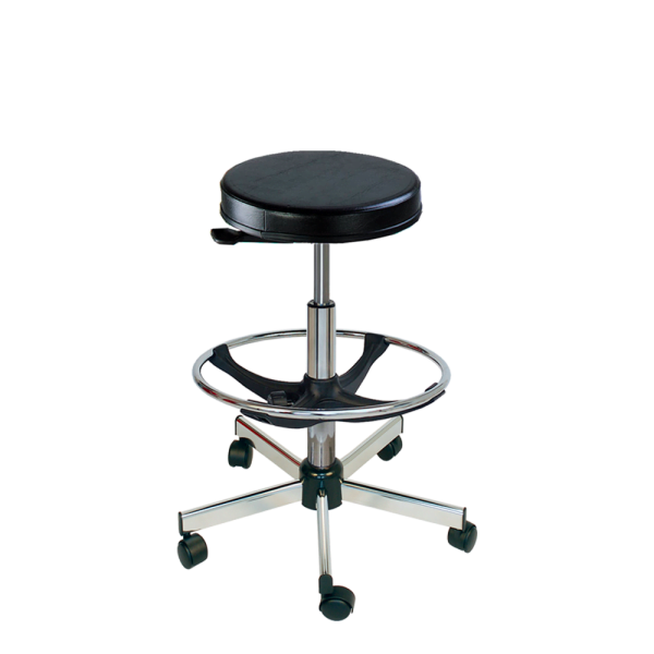 tabouret roulette a pieds chrome en pvc Navailles